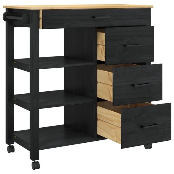 vidaXL Kuchyňský vozík Černá