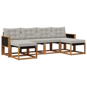 vidaXL Venkovn&iacute; pohovkov&aacute; souprava 6 pcs Př&iacute;rodn&iacute; a světle &scaron;ed&aacute;