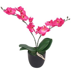 vidaXL Uměl&aacute; rostlina orchidej s květin&aacute;čem 30 cm červen&aacute;
