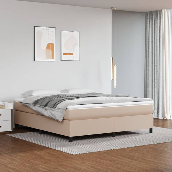 vidaXL Box spring postel s matrac&iacute; cappuccino 180 x 200 cm uměl&aacute; kůže