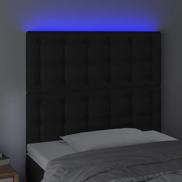 vidaXL Čelo postele s LED černé 100x5x118/128 cm umělá kůže