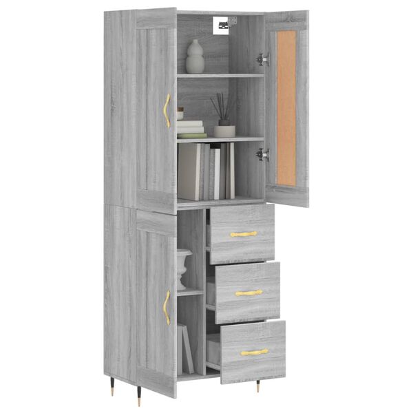 vidaXL Skř&iacute;ň highboard &scaron;ed&aacute; sonoma 69,5 x 34 x 180 cm kompozitn&iacute; dřevo