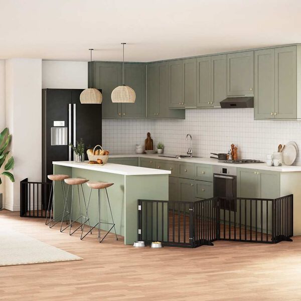 vidaXL Z&aacute;brana pro psy s dv&iacute;řky skl&aacute;dac&iacute; 8 panelů čern&aacute; 640 cm topol