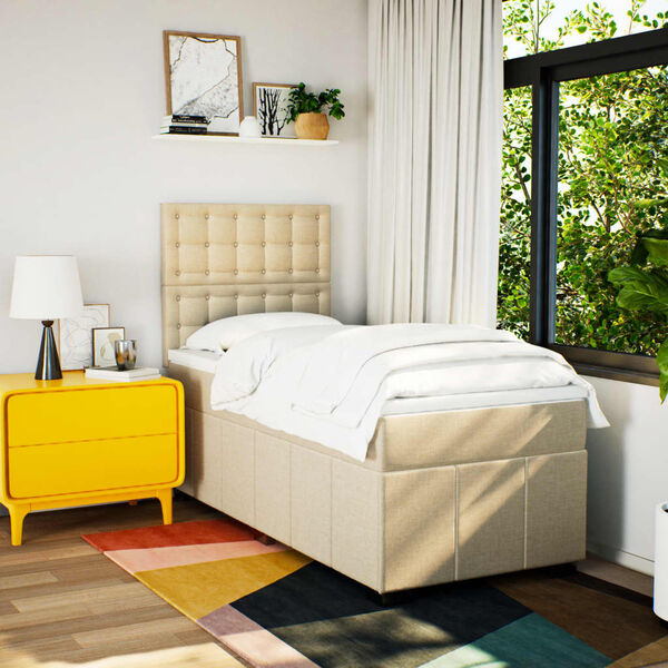 vidaXL Box spring postel s matrac&iacute; kr&eacute;mov&aacute; 80 x 200 cm textil