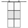 vidaXL Posuvn&eacute; dveře se sadou kov&aacute;n&iacute; čern&eacute; 102,5x205 cm Tvrzen&eacute; sklo
