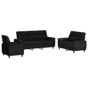 vidaXL Set pohovek 3 pcs Čern&aacute; Textil