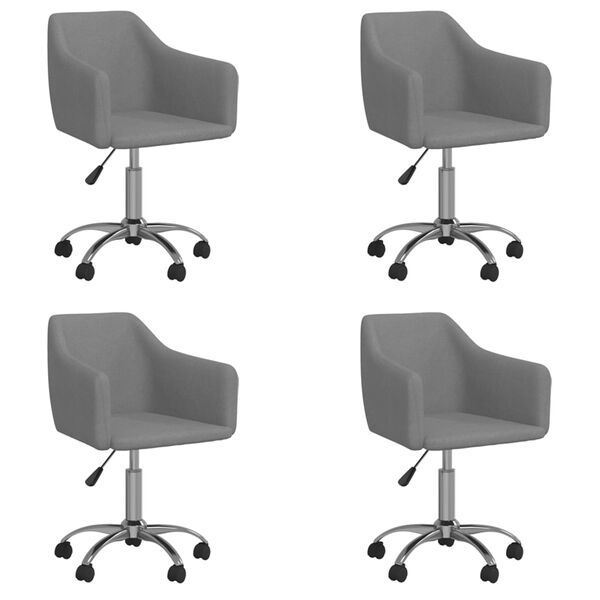 vidaXL Otočn&eacute; j&iacute;deln&iacute; židle 4 ks světle &scaron;ed&eacute; textil