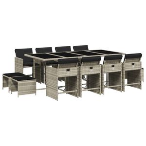 vidaXL 13d&iacute;ln&yacute; zahradn&iacute; j&iacute;deln&iacute; set s podu&scaron;kami světle &scaron;ed&yacute; polyratan