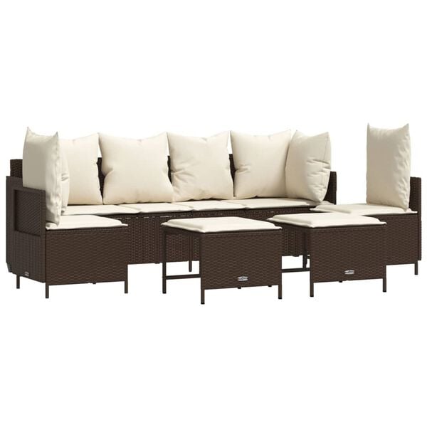 vidaXL 5d&iacute;ln&aacute; zahradn&iacute; sedac&iacute; souprava s podu&scaron;kami hněd&aacute; polyratan