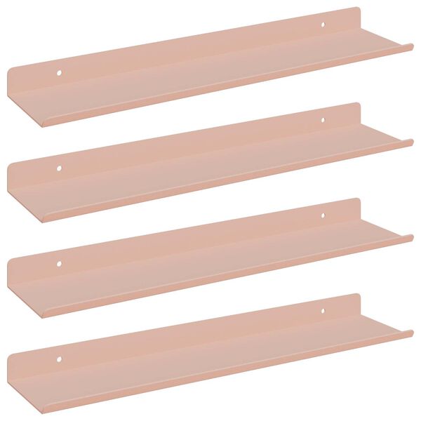 vidaXL Plovouc&iacute; police N&aacute;stěnn&yacute; 4 pcs Růžov&aacute; 40 x 8,5 x 2,5 cm Ocel