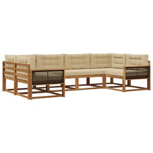 vidaXL Venkovn&iacute; pohovkov&aacute; souprava 6 pcs Přirozen&aacute; a B&eacute;žov&aacute;