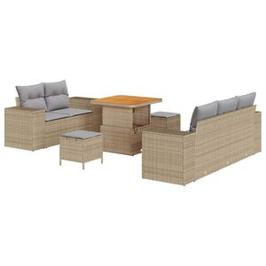 vidaXL Sada zahradn&iacute;ch pohovek 8 pcs B&eacute;žov&aacute; a Světle &scaron;ed&aacute; Poly Ratan