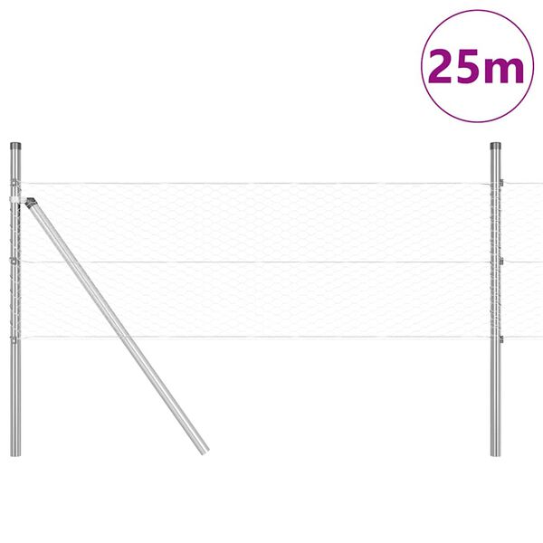 vidaXL Plotov&yacute; sloupek. Stř&iacute;brn&aacute; 25 x 0,4 m (25 mm s&iacute;ť) Ocel