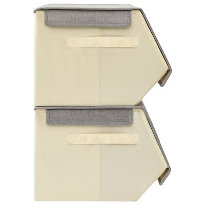 vidaXL Stohovatelné úložné boxy s víkem 8 ks textil šedé a krémové