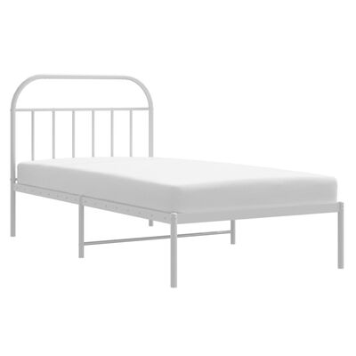 vidaXL Kovový rám postele s čelem bílý 100 x 190 cm