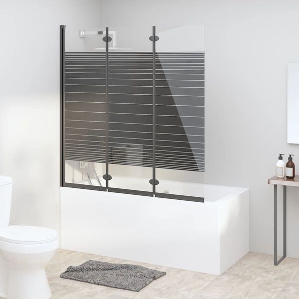 vidaXL Skládací sprchová zástěna 3 panely 130 x 130 cm ESG černá