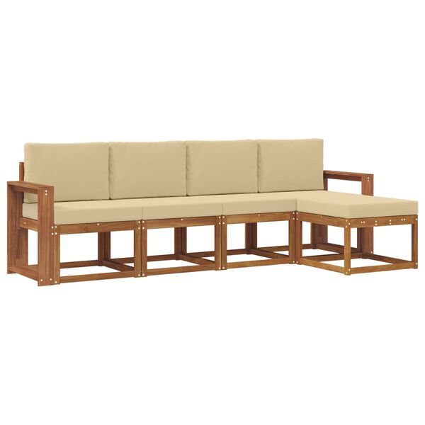 vidaXL Venkovn&iacute; pohovkov&aacute; souprava 5 pcs Přirozen&aacute; a B&eacute;žov&aacute;