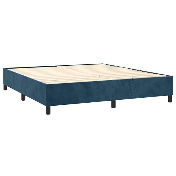 vidaXL Box spring postel s matrac&iacute; tmavě modr&aacute; 180x200 cm samet