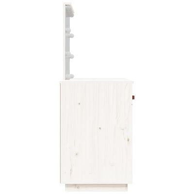 vidaXL Toaletní stolek s LED bílý 95 x 50 x 133,5 cm masivní borovice