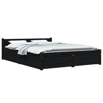 vidaXL Rám postele se zásuvkami černý 150 x 200 cm King Size