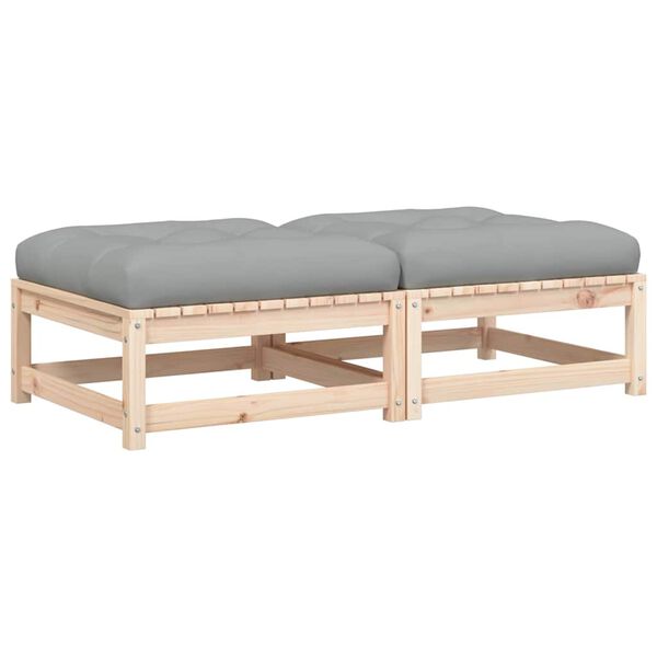 vidaXL Zahradní podnožky s poduškami 2 ks masivní borové dřevo