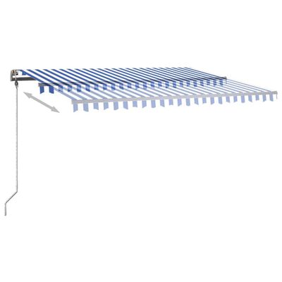 vidaXL Ručně zatahovací markýza s LED světlem 400x300 cm modrá a bílá