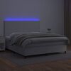 vidaXL Box spring postel s matrac&iacute; a LED b&iacute;l&aacute; 180x200 cm uměl&aacute; kůže