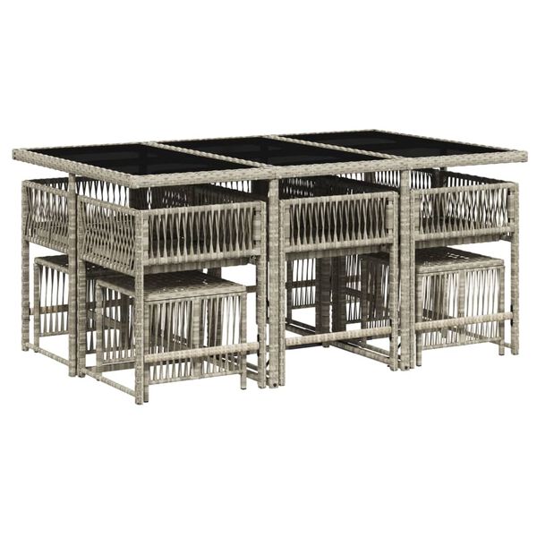 vidaXL 11d&iacute;ln&yacute; zahradn&iacute; j&iacute;deln&iacute; set s podu&scaron;kami světle &scaron;ed&yacute; polyratan