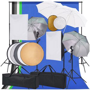 vidaXL Foto studio set se softboxy, de&scaron;tn&iacute;ky, pozad&iacute;m, odraznou deskou