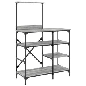 vidaXL Kuchyňsk&yacute; reg&aacute;l &scaron;ed&yacute; sonoma 90x40x132 cm kompozitn&iacute; dřevo a kov