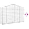 vidaXL Klenut&eacute; gabionov&eacute; ko&scaron;e 3 ks 200x30x120/140cm pozinkovan&eacute; železo