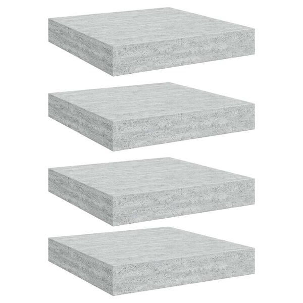vidaXL Plovouc&iacute; n&aacute;stěnn&eacute; police 4 ks betonově &scaron;ed&eacute; 23x23,5x3,8 cm MDF