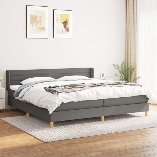 vidaXL Box spring postel s matrac&iacute; tmavě &scaron;ed&aacute; 200x200 cm textil