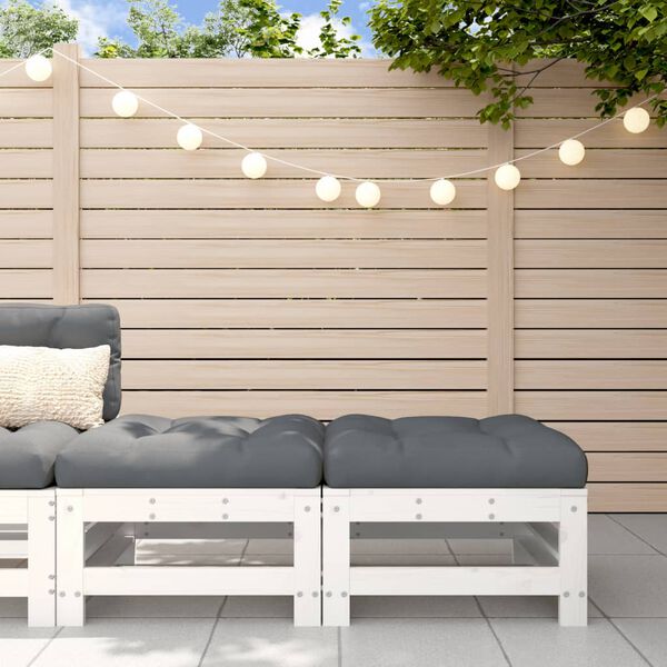 vidaXL Zahradní podnožky s poduškami 2 ks bílé masivní borové dřevo