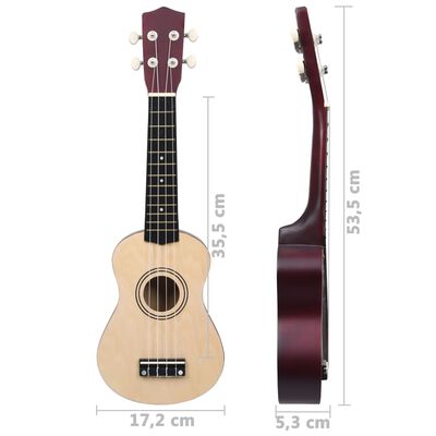 vidaXL Set soprano ukulele s obalem pro děti světlé dřevo 21"