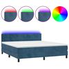 vidaXL Box spring postel s matrac&iacute; a LED tmavě modr&aacute; 160x200 cm samet