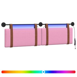 vidaXL Z&aacute;věsn&eacute; čelo postele S LED osvětlen&iacute;m Růžov&aacute; Antick&yacute; PU