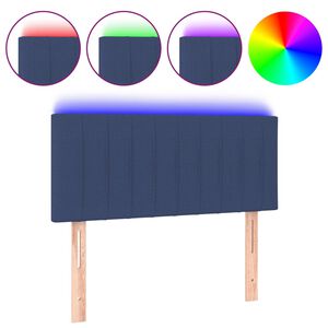 vidaXL Čelo postele s LED modr&eacute; 100x5x78/88 cm textil