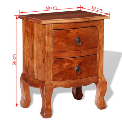 vidaXL Noční stolek se zásuvkami, masivní akáciové dřevo