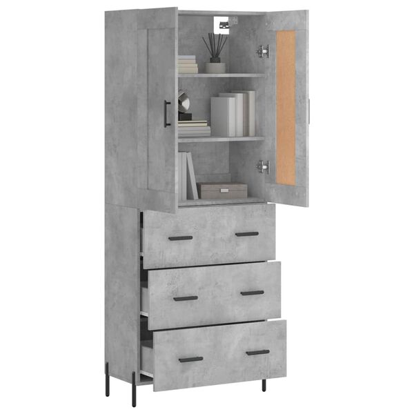vidaXL Skř&iacute;ň highboard betonově &scaron;ed&aacute; 69,5x34x180 cm kompozitn&iacute; dřevo