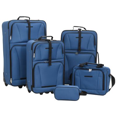 vidaXL 5dílný set cestovních zavazadel modrý textil