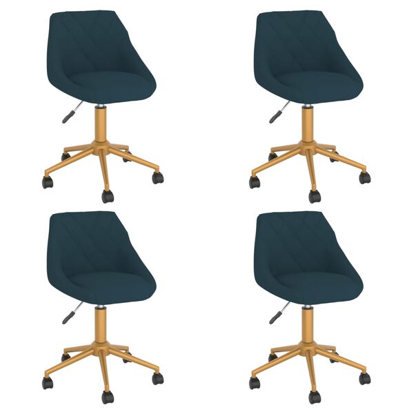 vidaXL Otočn&eacute; j&iacute;deln&iacute; židle 4 ks modr&eacute; samet