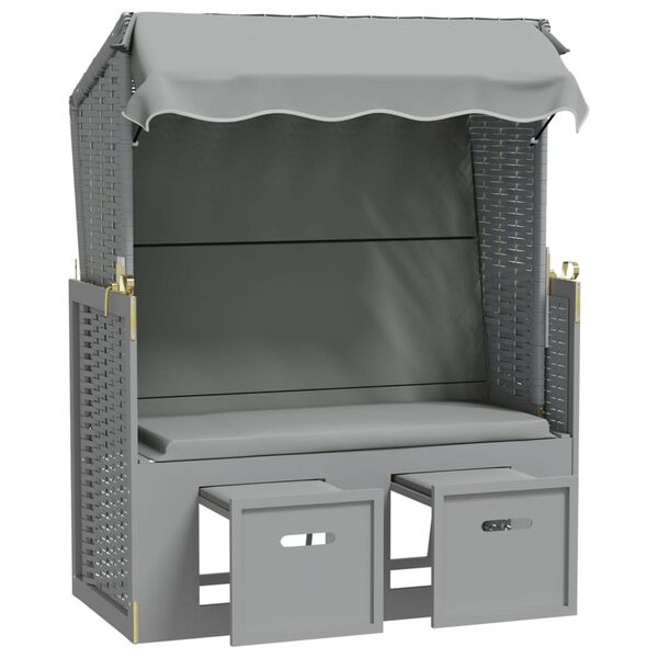 vidaXL Strandkorb se stř&iacute;&scaron;kou polyratan a masivn&iacute; dřevo &scaron;ed&yacute;