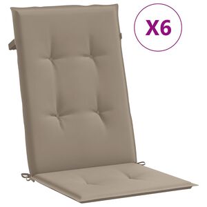 vidaXL Podu&scaron;ky na židli vysok&eacute; opěradlo 6 ks taupe 120x50x3 cm textil