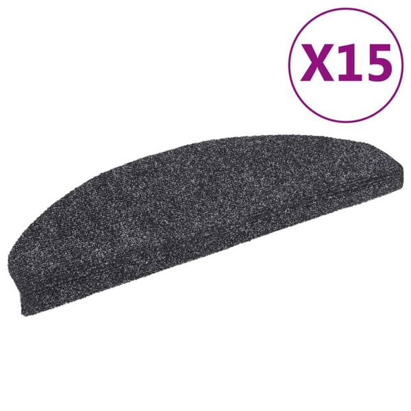 vidaXL Schodové rohože samolepicí 15 ks 65 x 21 x 4 cm tmavě šedé, půlkulaté, velké
