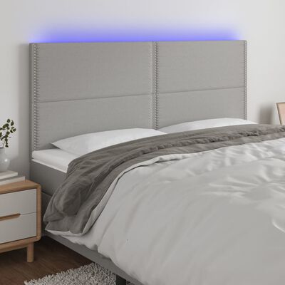 vidaXL Čelo postele s LED světle šedé 200x5x118/128 cm textil