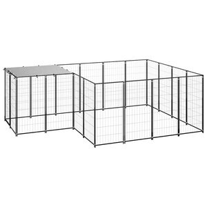 vidaXL Ps&iacute; kotec čern&yacute; 6,05 m&sup2; ocel