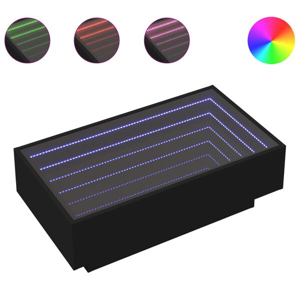 vidaXL Konferenčn&iacute; stolek s LED čern&yacute; 90 x 50 x 30 cm kompozitn&iacute; dřevo