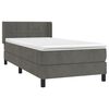 vidaXL Box spring postel s matrac&iacute; tmavě &scaron;ed&aacute; 90x200 cm samet