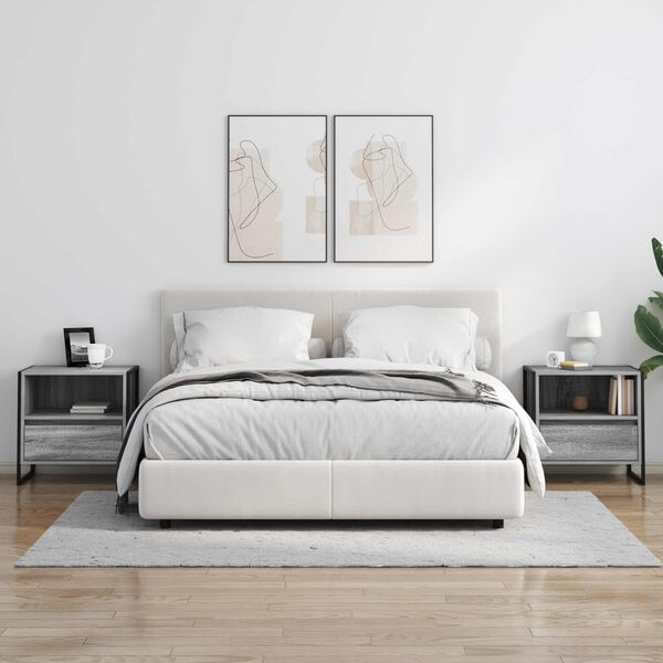 vidaXL Nočn&iacute; stolek &Scaron;ed&aacute; Sonoma 50 x 39,5 x 50 cm kompozitn&iacute; dřevo